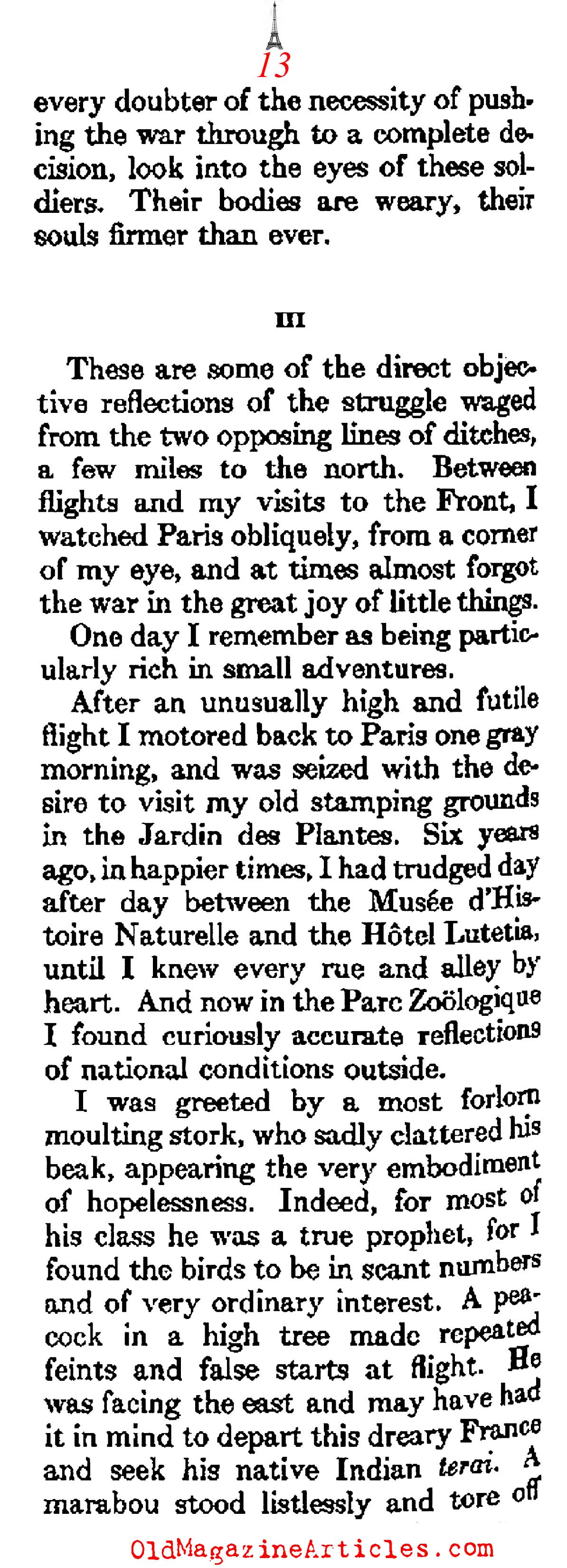 The Atmosphere of W.W. I Paris   (Atlantic Monthly, 1918) 